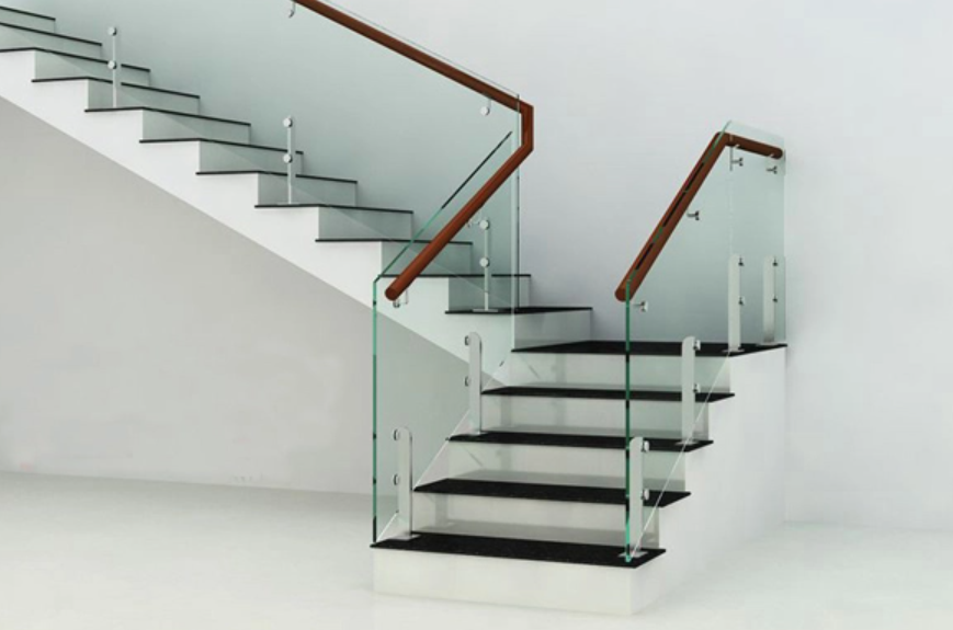 Mẫu cầu thang lan can kính trong suốt 