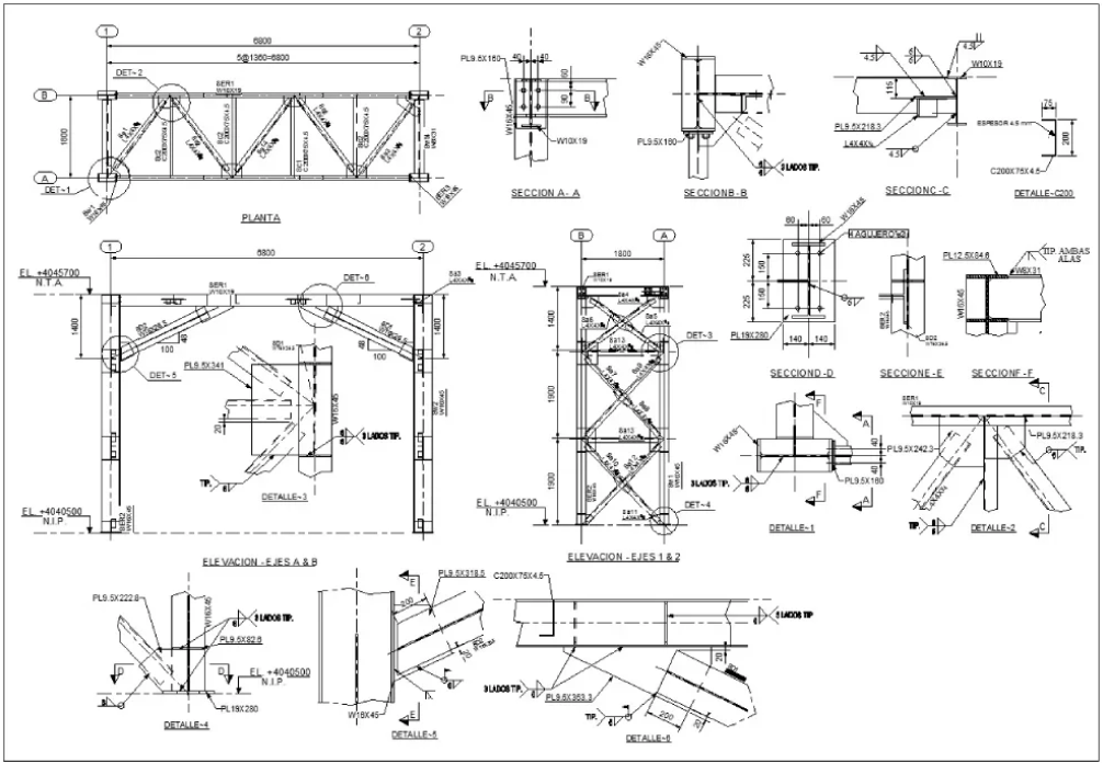 các ký hiệu trong bản vẽ kết cấu thép