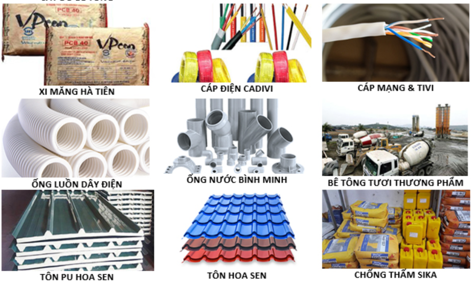 vật liệu xây dựng nhà gồm