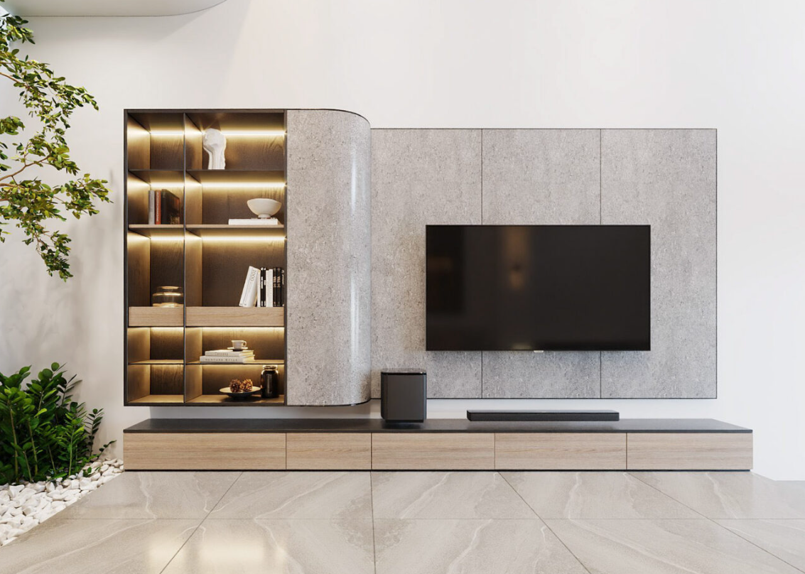  vách tivi phòng khách đẹp