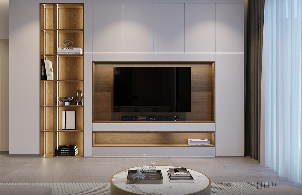 vách tivi phòng khách đẹp 